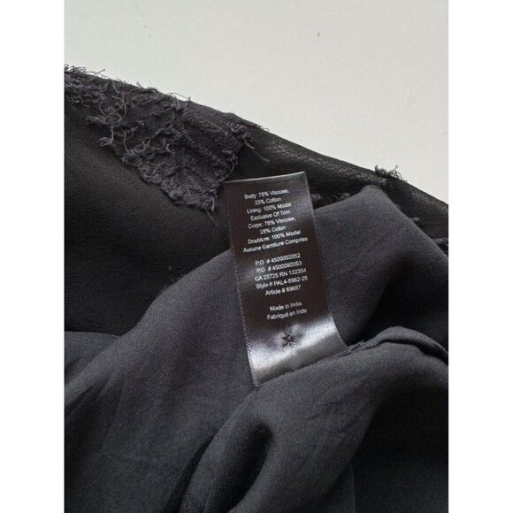 Aritzia WILFRED Dufour Black Sheer Leaf Jacquard Midi Peasant Dress, Size S - Picture 12 of 16